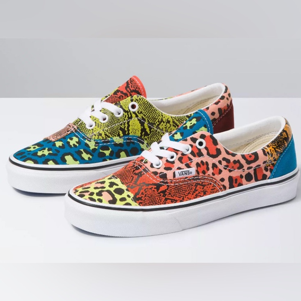Super Cool  Vans Era Patchwork Mixes Snakeskin and Leopard Prints Size 9.5 Women